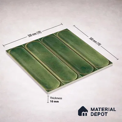 Faux Subway Wall Tile TL 11333 Verdant Archway 1 ft x 1 ft Ceramic Glossy Finish Tile - 10 mm | Suitable For Bathroom, Balcony & Kitchen Backsplash