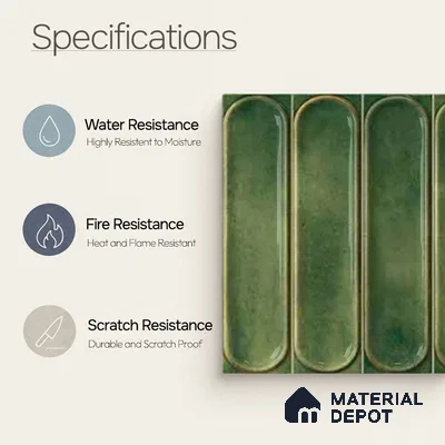 Faux Subway Wall Tile TL 11333 Verdant Archway 1 ft x 1 ft Ceramic Glossy Finish Tile - 10 mm | Suitable For Bathroom, Balcony & Kitchen Backsplash