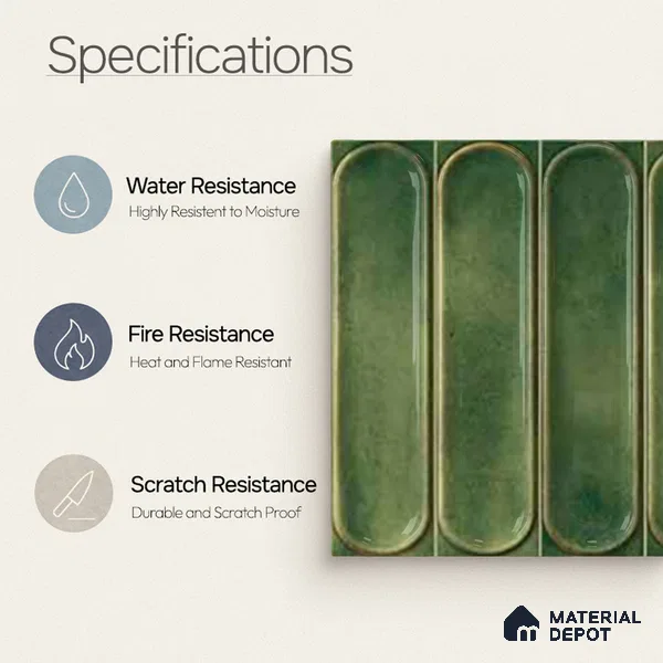 Faux Subway Wall Tile TL 11333 Verdant Archway 1 ft x 1 ft Ceramic Glossy Finish Tile - 10 mm | Suitable For Bathroom, Balcony & Kitchen Backsplash