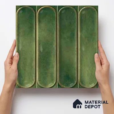 Faux Subway Wall Tile TL 11333 Verdant Archway 1 ft x 1 ft Ceramic Glossy Finish Tile - 10 mm | Suitable For Bathroom, Balcony & Kitchen Backsplash