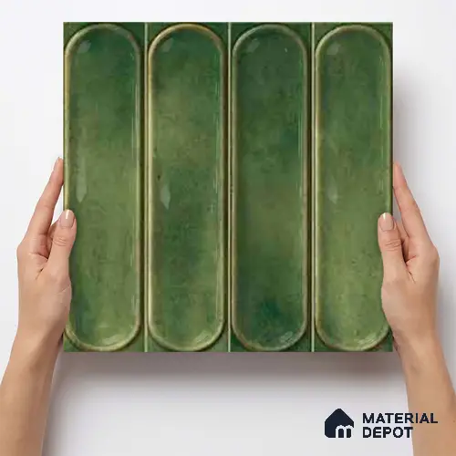 Faux Subway Wall Tile TL 11333 Verdant Archway 1 ft x 1 ft Ceramic Glossy Finish Tile - 10 mm | Suitable For Bathroom, Balcony & Kitchen Backsplash