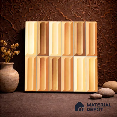 Faux Subway Wall Tile TL 11295 Amber Prism 1 ft x 1 ft Ceramic Glossy Finish Tile - 10 mm | Suitable For Bathroom, Basin Area, Kitchen Backsplash
