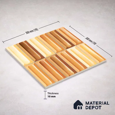 Faux Subway Wall Tile TL 11295 Amber Prism 1 ft x 1 ft Ceramic Glossy Finish Tile - 10 mm | Suitable For Bathroom, Basin Area, Kitchen Backsplash
