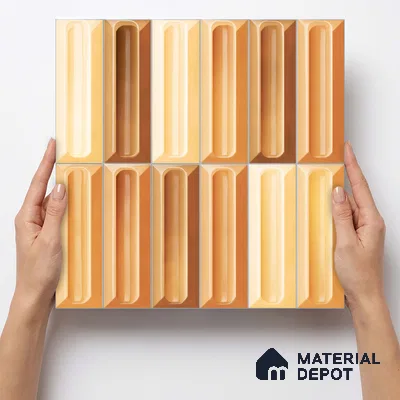 Faux Subway Wall Tile TL 11295 Amber Prism 1 ft x 1 ft Ceramic Glossy Finish Tile - 10 mm | Suitable For Bathroom, Basin Area, Kitchen Backsplash
