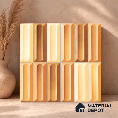 Faux Subway Wall Tile TL 11295 Amber Prism 1 ft x 1 ft Ceramic Glossy Finish Tile - 10 mm | Suitable For Bathroom, Basin Area, Kitchen Backsplash