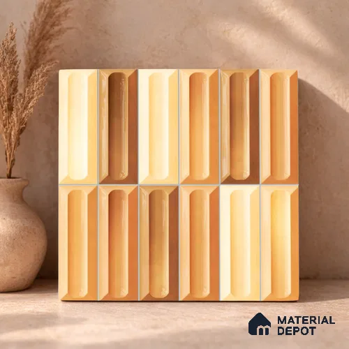 Faux Subway Wall Tile TL 11295 Amber Prism 1 ft x 1 ft Ceramic Glossy Finish Tile - 10 mm | Suitable For Bathroom, Balcony & Kitchen Backsplash