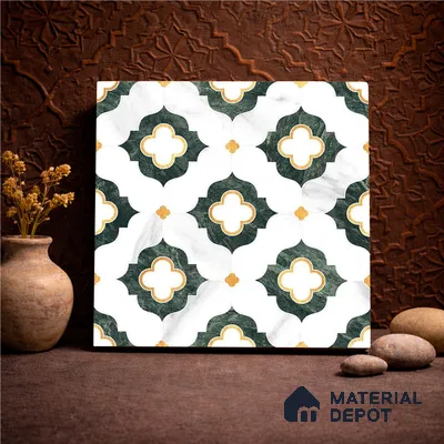 Moroccan Carving Wall & Floor Tile TL 11664 Verdant Trellis 1 ft x 1 ft Ceramic Carving Matte Finish Tile - 10 mm | Suitable For Bathroom, Dining Area, Kitchen