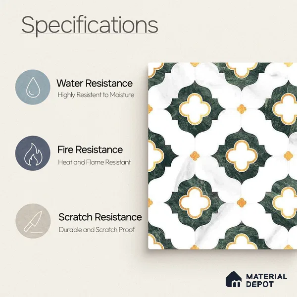 Moroccan Carving Wall & Floor Tile TL 11664 Verdant Trellis 1 ft x 1 ft Ceramic Carving Matte Finish Tile - 10 mm | Suitable For Bathroom, Dining Area, Kitchen