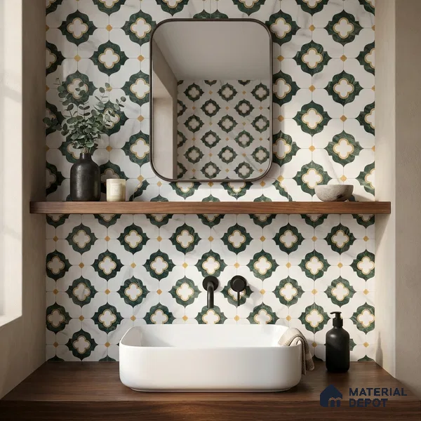 Moroccan Carving Wall & Floor Tile TL 11664 Verdant Trellis 1 ft x 1 ft Ceramic Carving Matte Finish Tile - 10 mm | Suitable For Bathroom, Dining Area, Kitchen