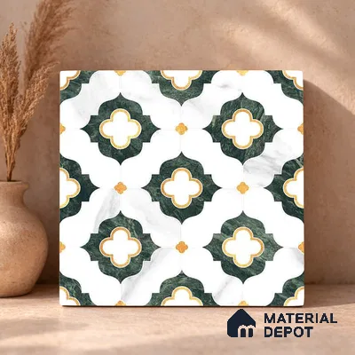 Moroccan Carving Wall & Floor Tile TL 11664 Verdant Trellis 1 ft x 1 ft Ceramic Carving Matte Finish Tile - 10 mm | Suitable For Bathroom, Dining Area, Kitchen