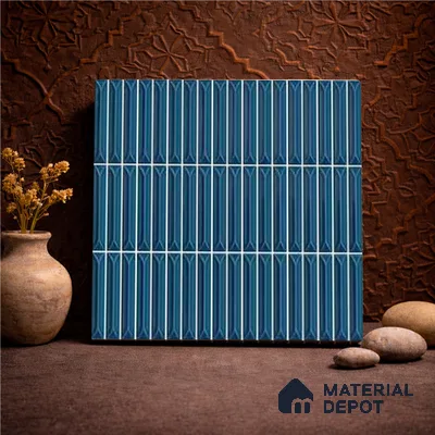 Faux Kitkat Subway Wall Tile TL 11305 Azure Arrow 1 ft x 1 ft Ceramic Glossy Finish Tile - 10 mm | Suitable For Bathroom, Dining Area, Kitchen Backsplash