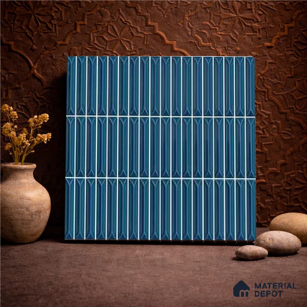 Faux Kitkat Subway Wall Tile TL 11305 Azure Arrow 1 ft x 1 ft Ceramic Glossy Finish Tile - 10 mm | Suitable For Bathroom, Dining Area, Kitchen Backsplash