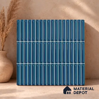 Faux Kitkat Subway Wall Tile TL 11305 Azure Arrow 1 ft x 1 ft Ceramic Glossy Finish Tile - 10 mm | Suitable For Bathroom, Dining Area, Kitchen Backsplash