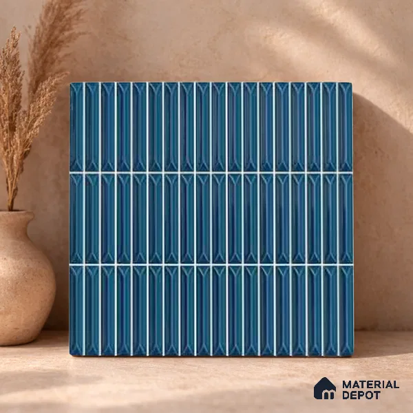 Faux Kitkat Subway Wall Tile TL 11305 Azure Arrow 1 ft x 1 ft Ceramic Glossy Finish Tile - 10 mm | Suitable For Bathroom, Dining Area, Kitchen Backsplash