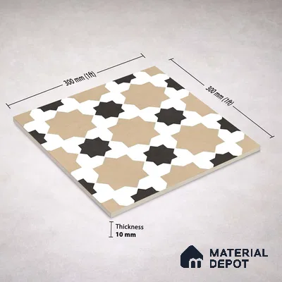 Moroccan Wall & Floor Tile TL 11110 Mosaic Star 1 ft x 1 ft Ceramic Matte Finish Tile - 10 mm | Suitable For Kitchen, Bathroom, Balcony