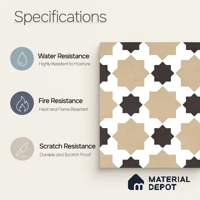 Moroccan Wall & Floor Tile TL 11110 Mosaic Star 1 ft x 1 ft Ceramic Matte Finish Tile - 10 mm | Suitable For Kitchen, Bathroom, Balcony