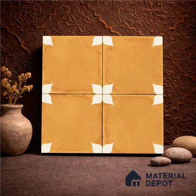 Moroccan Wall & Floor Athangudi Highlighter Tile TL 11181 Saffron Petal 1 ft x 1 ft Ceramic Matte Finish Tile - 10 mm | Suitable For Kitchen, Bathroom, Balcony