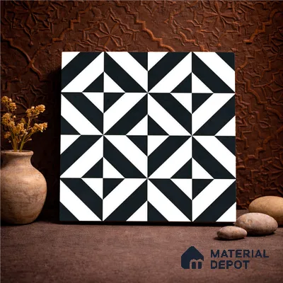 Moroccan Wall & Floor Tile TL 11142 Monochrome Prism 1 ft x 1 ft Ceramic Matte Finish Tile - 10 mm | Suitable For Kitchen, Bathroom, Balcony