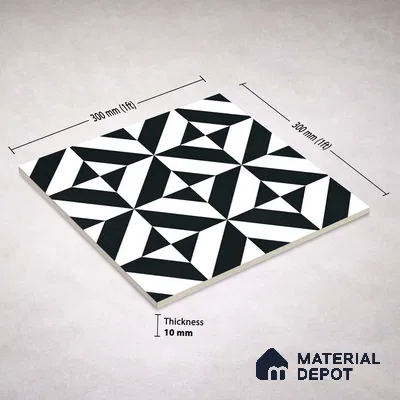 Moroccan Wall & Floor Tile TL 11142 Monochrome Prism 1 ft x 1 ft Ceramic Matte Finish Tile - 10 mm | Suitable For Kitchen, Bathroom, Balcony