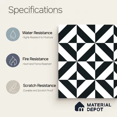 Moroccan Wall & Floor Tile TL 11142 Monochrome Prism 1 ft x 1 ft Ceramic Matte Finish Tile - 10 mm | Suitable For Kitchen, Bathroom, Balcony