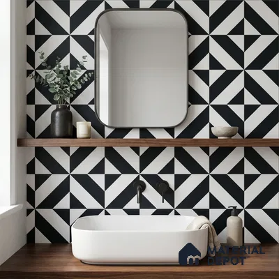 Moroccan Wall & Floor Tile TL 11142 Monochrome Prism 1 ft x 1 ft Ceramic Matte Finish Tile - 10 mm | Suitable For Kitchen, Bathroom, Balcony