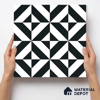 Moroccan Wall & Floor Tile TL 11142 Monochrome Prism 1 ft x 1 ft Ceramic Matte Finish Tile - 10 mm | Suitable For Kitchen, Bathroom, Balcony