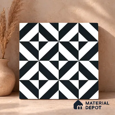 Moroccan Wall & Floor Tile TL 11142 Monochrome Prism 1 ft x 1 ft Ceramic Matte Finish Tile - 10 mm | Suitable For Kitchen, Bathroom, Balcony