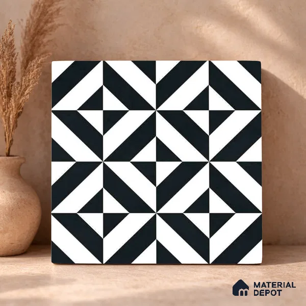 Moroccan Wall & Floor Tile TL 11142 Monochrome Prism 1 ft x 1 ft Ceramic Matte Finish Tile - 10 mm | Suitable For Kitchen, Bathroom, Balcony