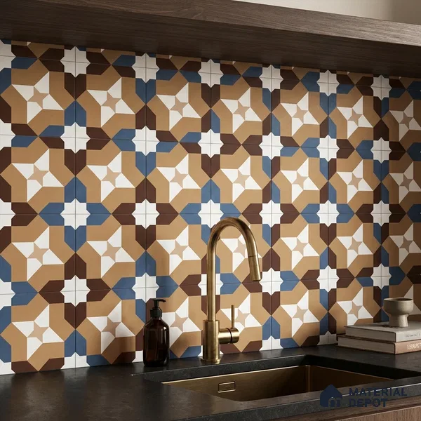 Moroccan Wall & Floor Tile TL 11185 Mosaic Terra 1 ft x 1 ft Ceramic Matte Finish Tile - 10 mm | Suitable For Kitchen, Bathroom, Balcony