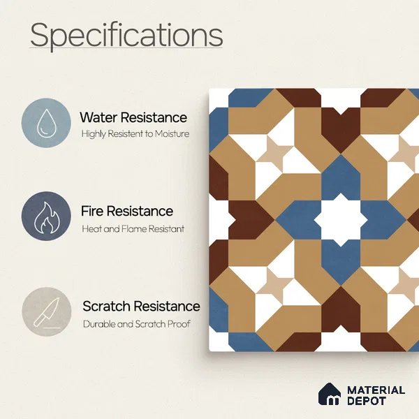 Moroccan Wall & Floor Tile TL 11185 Mosaic Terra 1 ft x 1 ft Ceramic Matte Finish Tile - 10 mm | Suitable For Kitchen, Bathroom, Balcony