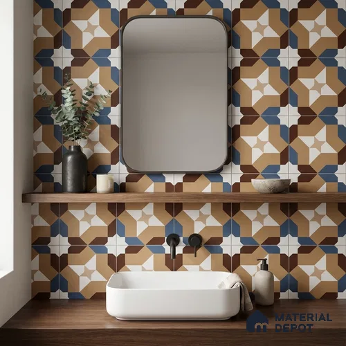 Moroccan Wall & Floor Tile TL 11185 Mosaic Terra 1 ft x 1 ft Ceramic Matte Finish Tile - 10 mm | Suitable For Bathroom, Balcony & Kitchen Backsplash