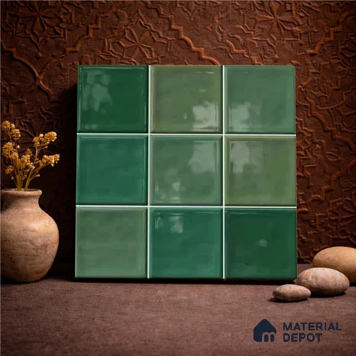 Faux Subway Wall Tile TL 11316 Emerald Mist 1 ft x 1 ft Ceramic Glossy Finish Tile - 10 mm | Suitable For Bathroom, Balcony & Kitchen Backsplash
