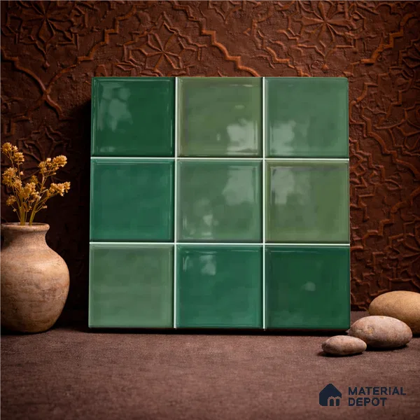 Faux Subway Wall Tile TL 11316 Emerald Mist 1 ft x 1 ft Ceramic Glossy Finish Tile - 10 mm | Suitable For Bathroom, Dining Area, Kitchen Backsplash