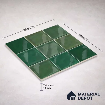 Faux Subway Wall Tile TL 11316 Emerald Mist 1 ft x 1 ft Ceramic Glossy Finish Tile - 10 mm | Suitable For Bathroom, Dining Area, Kitchen Backsplash
