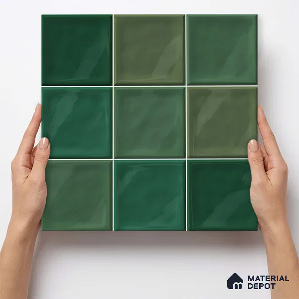 Faux Subway Wall Tile TL 11316 Emerald Mist 1 ft x 1 ft Ceramic Glossy Finish Tile - 10 mm | Suitable For Bathroom, Dining Area, Kitchen Backsplash
