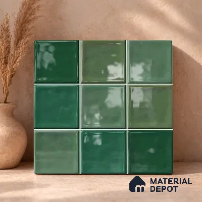 Faux Subway Wall Tile TL 11316 Emerald Mist 1 ft x 1 ft Ceramic Glossy Finish Tile - 10 mm | Suitable For Bathroom, Dining Area, Kitchen Backsplash