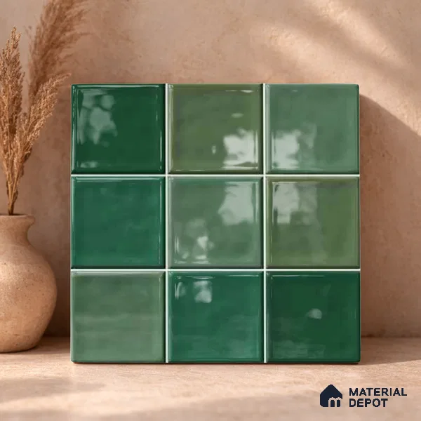 Faux Subway Wall Tile TL 11316 Emerald Mist 1 ft x 1 ft Ceramic Glossy Finish Tile - 10 mm | Suitable For Bathroom, Dining Area, Kitchen Backsplash