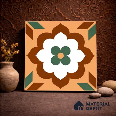 Moroccan Wall & Floor Tile TL 11128 Verdant Blossom 1 ft x 1 ft Ceramic Matte Finish Tile - 10 mm | Suitable For Kitchen, Bathroom, Balcony
