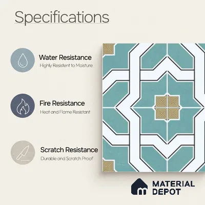 Moroccan Wall & Floor Tile TL 11118 Azure Mosaic 1 ft x 1 ft Ceramic Matte Finish Tile - 10 mm | Suitable For Kitchen, Bathroom, Balcony