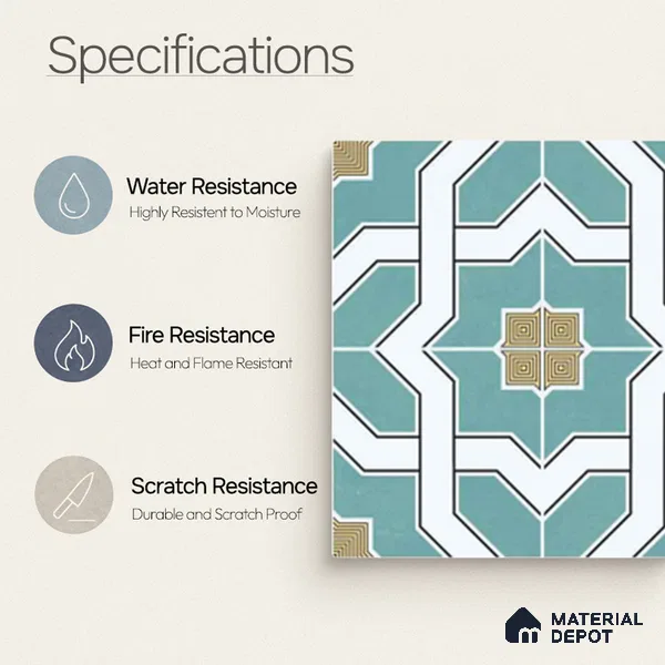 Moroccan Wall & Floor Tile TL 11118 Azure Mosaic 1 ft x 1 ft Ceramic Matte Finish Tile - 10 mm | Suitable For Kitchen, Bathroom, Balcony
