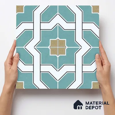 Moroccan Wall & Floor Tile TL 11118 Azure Mosaic 1 ft x 1 ft Ceramic Matte Finish Tile - 10 mm | Suitable For Kitchen, Bathroom, Balcony