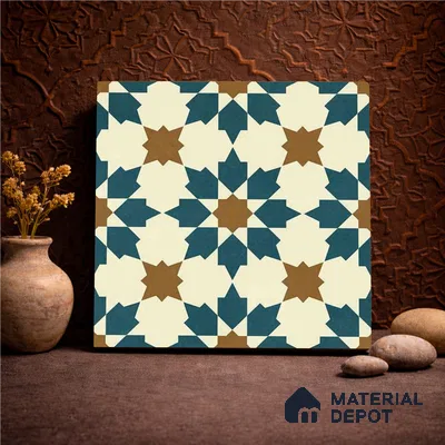 Moroccan Wall & Floor Tile TL 11102 Sahara Star 1 ft x 1 ft Ceramic Matte Finish Tile - 10 mm | Suitable For Kitchen, Bathroom, Balcony
