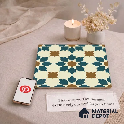 Moroccan Wall & Floor Tile TL 11102 Sahara Star 1 ft x 1 ft Ceramic Matte Finish Tile - 10 mm | Suitable For Kitchen, Bathroom, Balcony