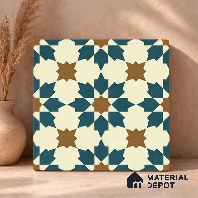 Moroccan Wall & Floor Tile TL 11102 Sahara Star 1 ft x 1 ft Ceramic Matte Finish Tile - 10 mm | Suitable For Kitchen, Bathroom, Balcony