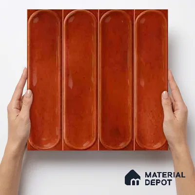 Faux Subway Wall Tile TL 11337 Terracotta Arch 1 ft x 1 ft Ceramic Glossy Finish Tile - 10 mm | Suitable For Bathroom, Dining Area, Kitchen Backsplash