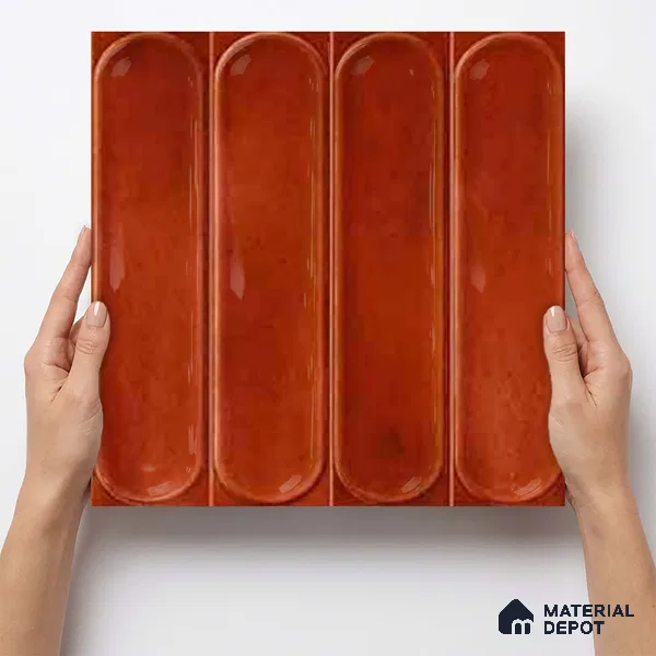 Faux Subway Wall Tile TL 11337 Terracotta Arch 1 ft x 1 ft Ceramic Glossy Finish Tile - 10 mm | Suitable For Bathroom, Dining Area, Kitchen Backsplash
