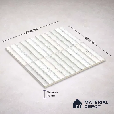 Faux Subway Wall Tile TL 11290 Speckled Ridge 1 ft x 1 ft Ceramic Glossy Finish Tile - 10 mm | Suitable For Bathroom, Dining Area, Kitchen Backsplash