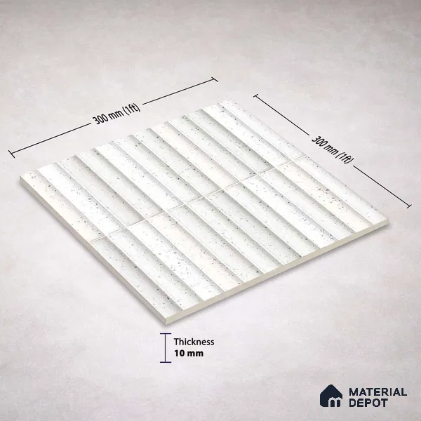 Faux Subway Wall Tile TL 11290 Speckled Ridge 1 ft x 1 ft Ceramic Glossy Finish Tile - 10 mm | Suitable For Bathroom, Dining Area, Kitchen Backsplash