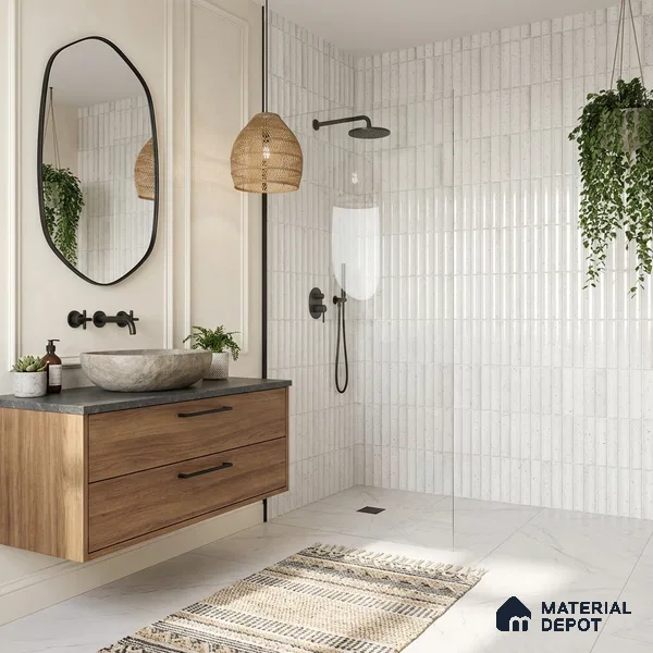 Faux Subway Wall Tile TL 11290 Speckled Ridge 1 ft x 1 ft Ceramic Glossy Finish Tile - 10 mm | Suitable For Bathroom, Dining Area, Kitchen Backsplash