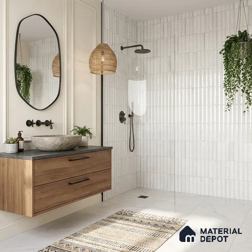 Faux Subway Wall Tile TL 11290 Speckled Ridge 1 ft x 1 ft Ceramic Glossy Finish Tile - 10 mm | Suitable For Bathroom, Dining Area, Kitchen Backsplash